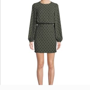 Fame & Partners Green Polka Dot Long Sleeve Dress